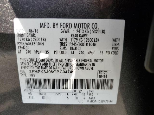 2016 FORD EDGE SEL - 2FMPK3J98GBC04749