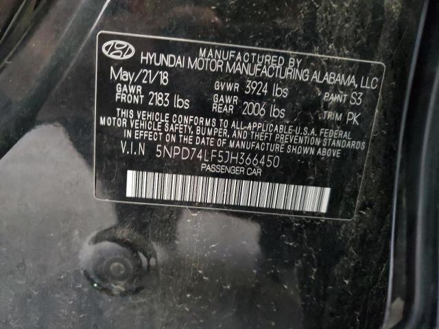 2018 HYUNDAI ELANTRA SE 5NPD74LF5JH366450