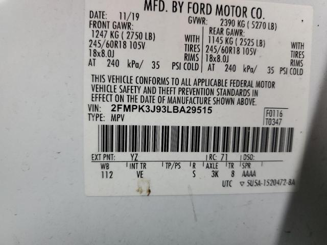 2020 FORD EDGE SEL 2FMPK3J93LBA29515