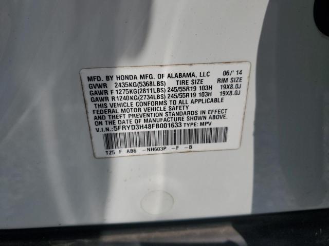 2015 ACURA MDX TECHNO - 5FRYD3H48FB001633