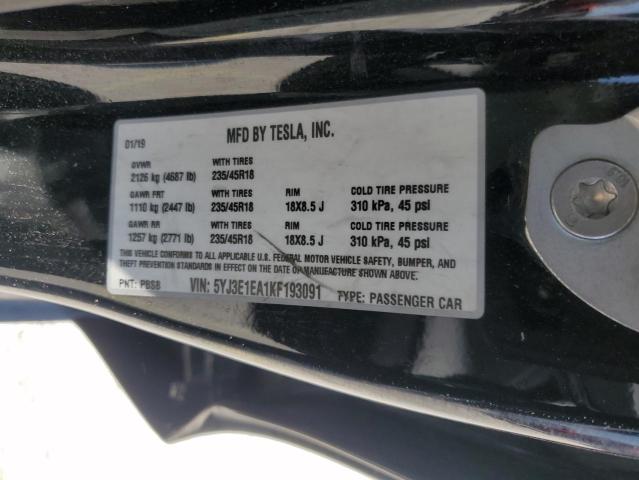 2019 TESLA MODEL 3 - 5YJ3E1EA1KF193091