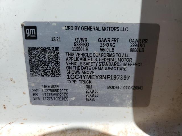 2022 CHEVROLET SILVERADO - 1GC4YMEY9NF197397