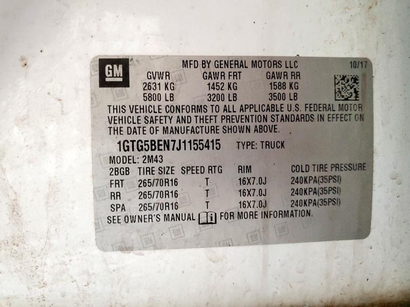 2018 GMC CANYON 1GTG5BEN7J1155415