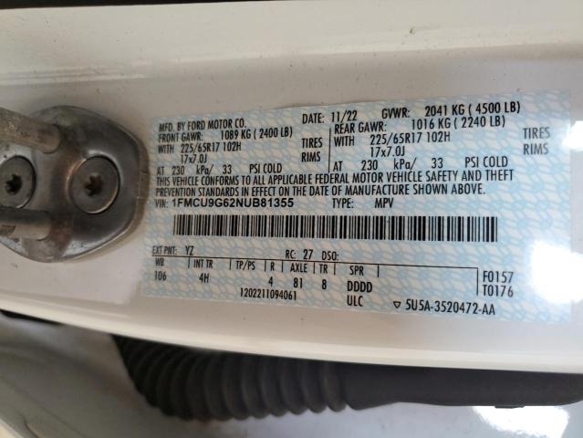 2022 FORD ESCAPE SE - 1FMCU9G62NUB81355