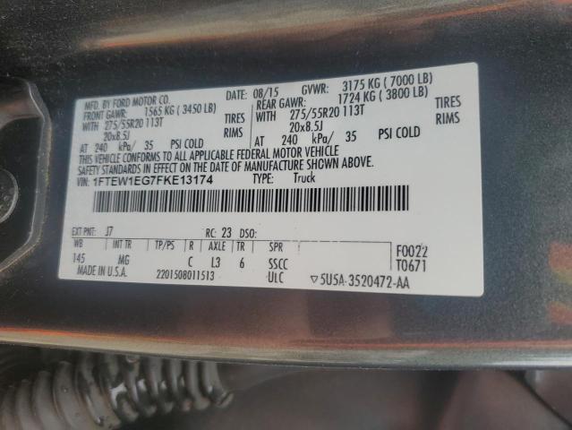 2015 FORD F150 SUPER - 1FTEW1EG7FKE13174