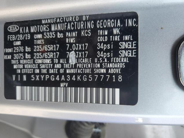 2019 KIA SORENTO L - 5XYPG4A34KG577718