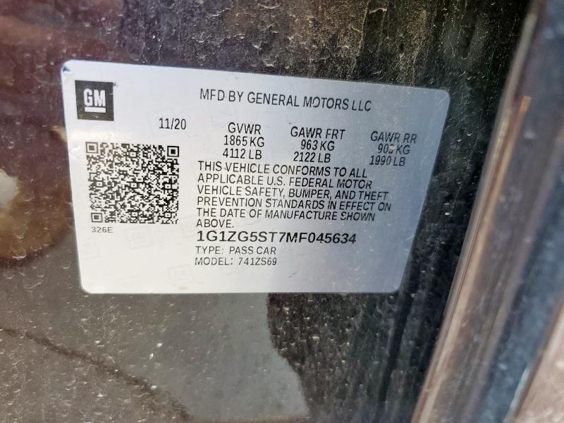 2021 CHEVROLET MALIBU RS - 1G1ZG5ST7MF045634
