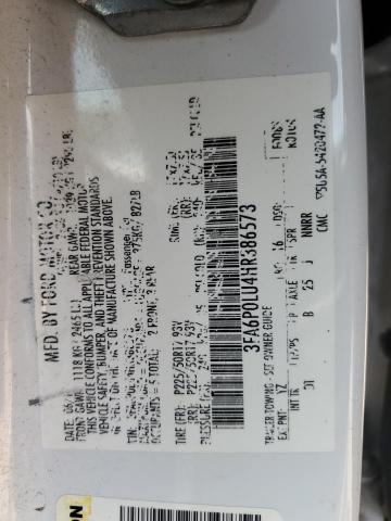 2017 FORD FUSION SE - 3FA6P0LU4HR386573