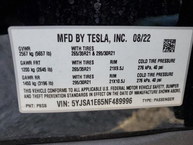 2022 TESLA MODEL S - 5YJSA1E65NF489996