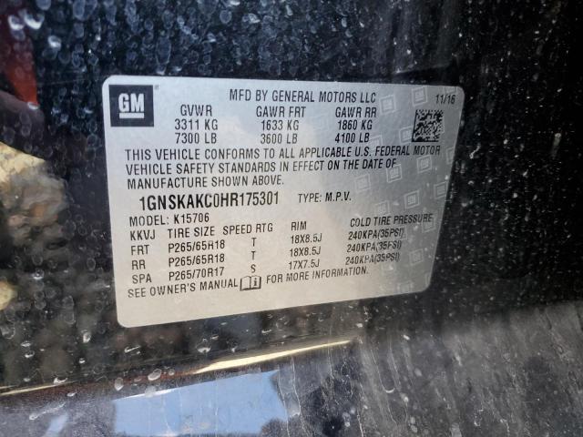 2017 CHEVROLET TAHOE K150 1GNSKAKC0HR175301