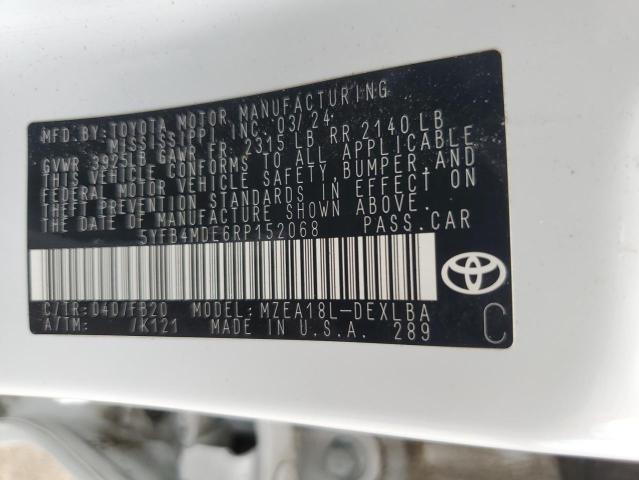 2024 TOYOTA COROLLA LE - 5YFB4MDE6RP152068