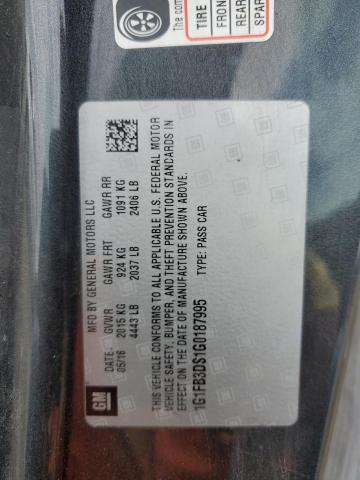 2016 CHEVROLET CAMARO LT - 1G1FB3DS1G0187995