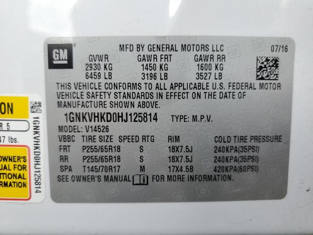 2017 CHEVROLET TRAVERSE L - 1GNKVHKD0HJ125814