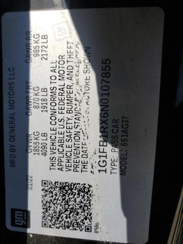 2022 CHEVROLET CAMARO LS 1G1FB1RX6N0107855