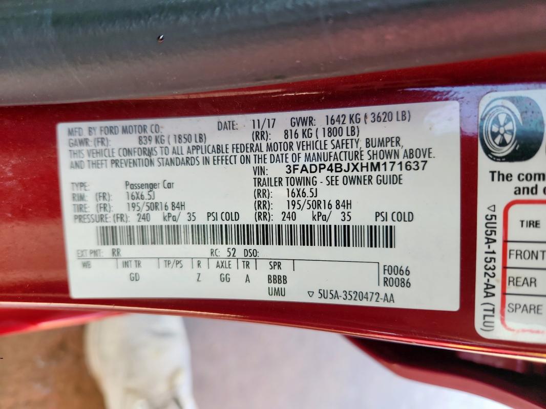 2017 FORD FIESTA SE - 3FADP4BJXHM171637