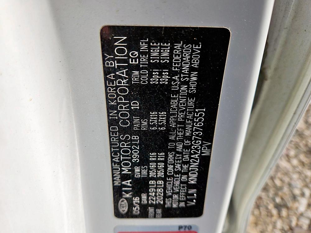 2016 KIA SOUL - KNDJN2A23G7376551