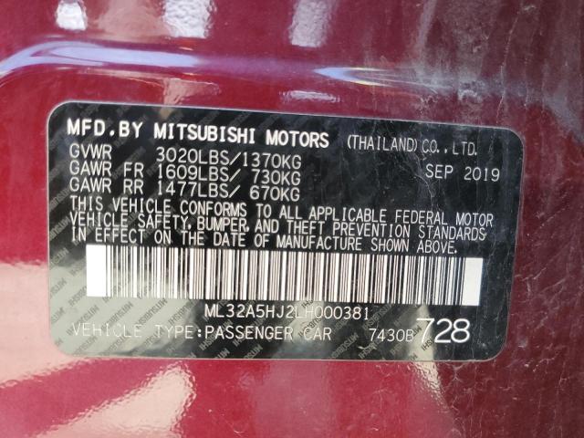 2020 MITSUBISHI MIRAGE LE ML32A5HJ2LH000381