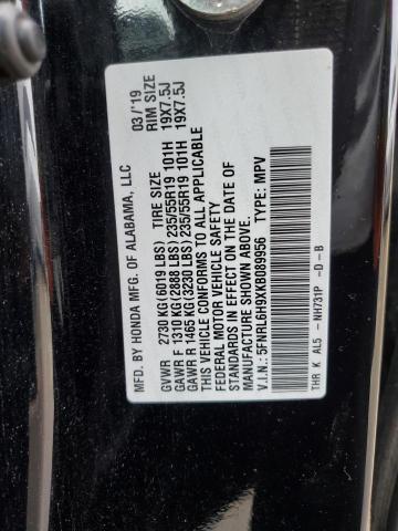 2019 HONDA ODYSSEY EL 5FNRL6H9XKB089956