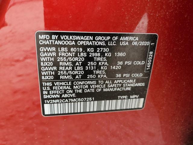 2021 VOLKSWAGEN ATLAS SE 1V2NR2CA7MC507251