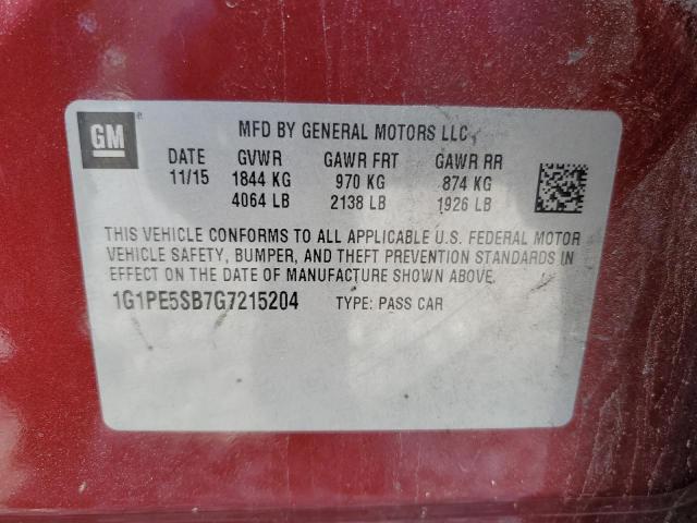 1G1PE5SB7G7215204 2016 CHEVROLET CRUZE