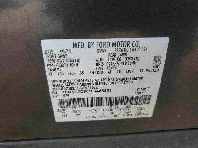 2016 FORD EXPLORER XLT 1FM5K7D80GGA68854