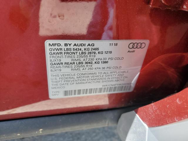 2019 AUDI Q5 PRESTIG WA1CNAFY4K2023638