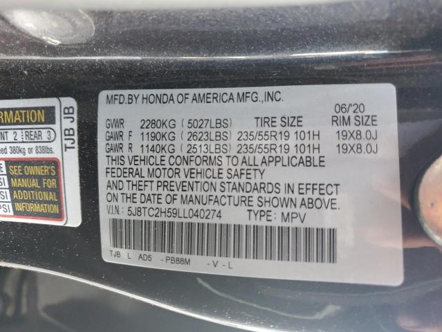 2020 ACURA RDX TECHNO 5J8TC2H59LL040274