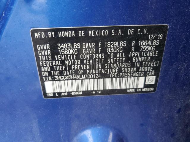 2020 HONDA FIT LX 3HGGK5H4XLM700124