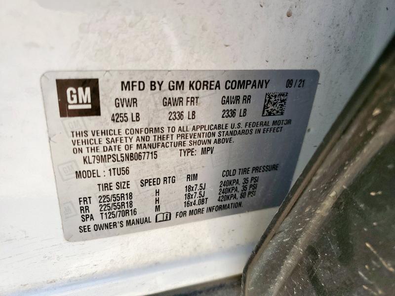 2022 CHEVROLET TRAILBLAZE - KL79MPSL5NB067715