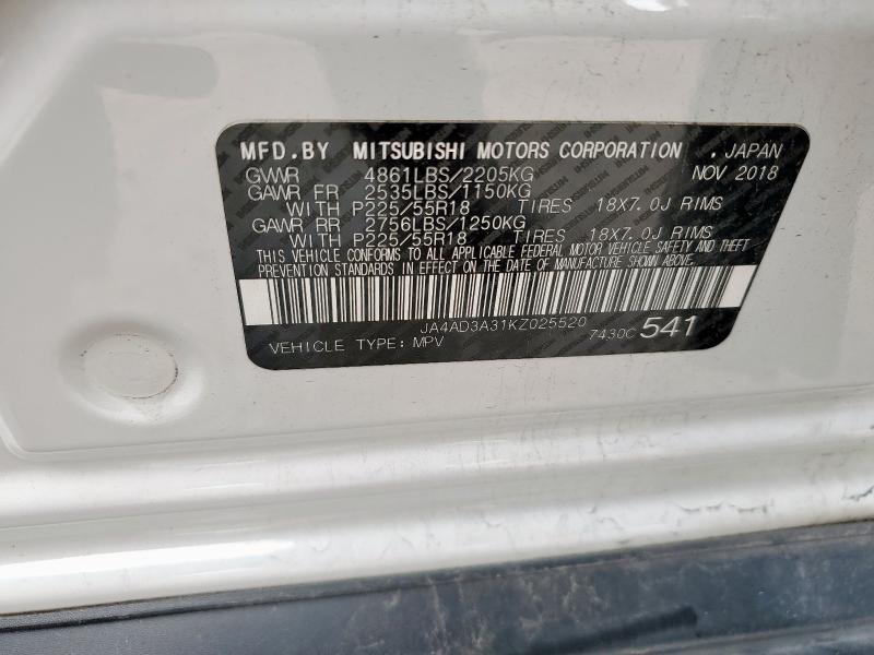 2019 MITSUBISHI OUTLANDER - JA4AD3A31KZ025520
