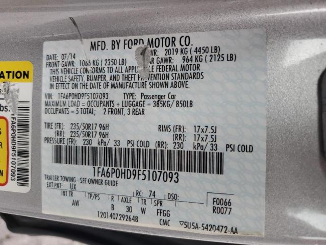 2015 FORD FUSION SE - 1FA6P0HD9F5107093
