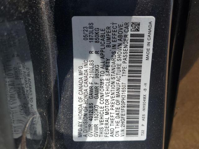 2023 HONDA CIVIC TOUR 2HGFE1F93PH316507