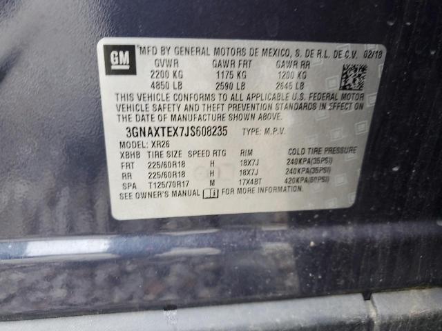 2018 CHEVROLET EQUINOX LT 3GNAXTEX7JS608235