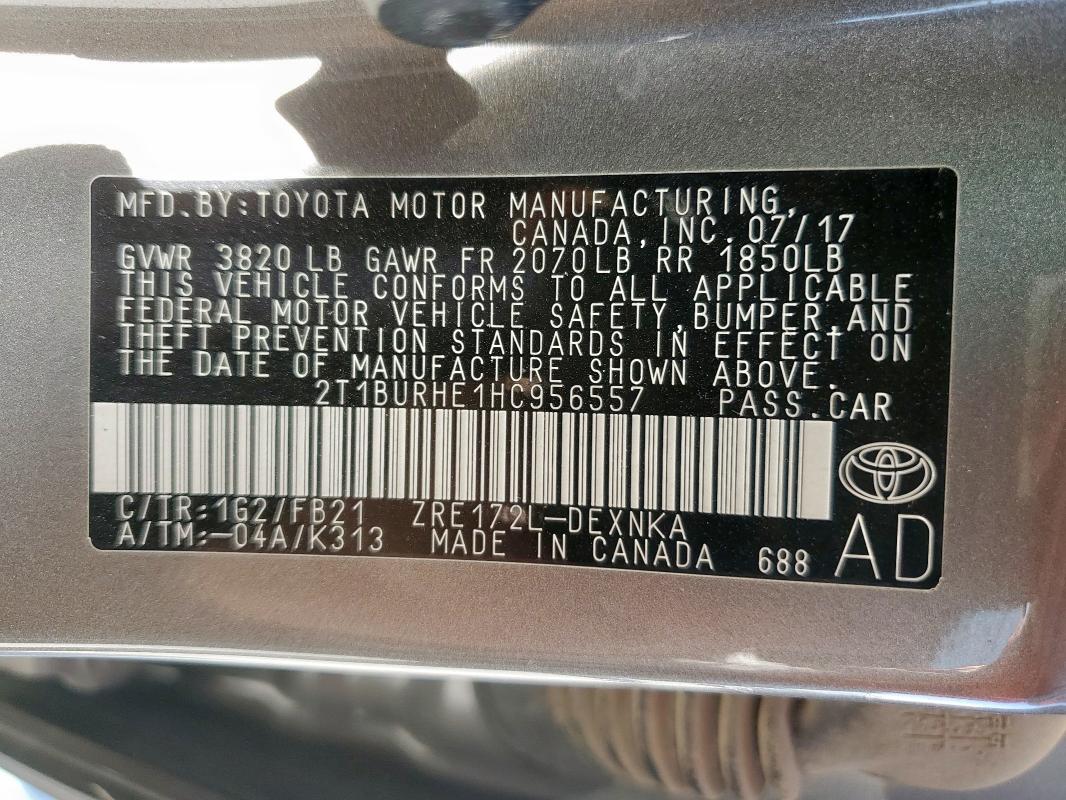 2017 TOYOTA COROLLA L - 2T1BURHE1HC956557