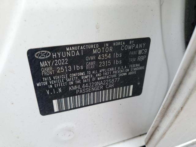 2022 HYUNDAI SONATA SEL KMHL44J29NA225877