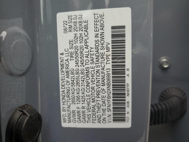 2022 HONDA PILOT SE 5FNYF6H2XNB069913