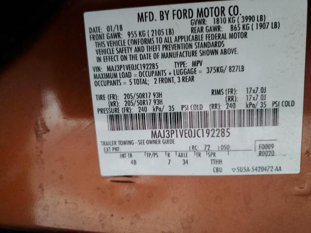 2018 FORD ECOSPORT T - MAJ3P1VE0JC192285