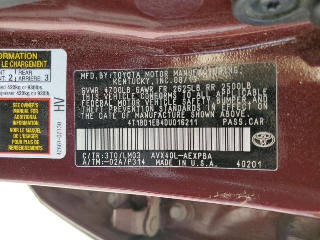 4t1bd1eb4du016211 - 2013 Toyota avalon hybrid - #56536915