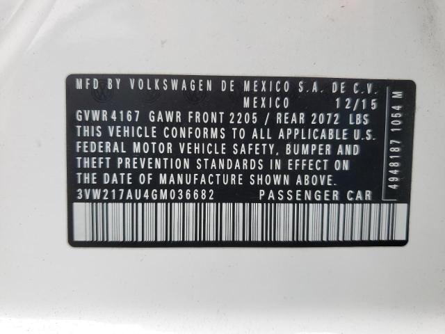 2016 VOLKSWAGEN GOLF S/SE 3VW217AU4GM036682