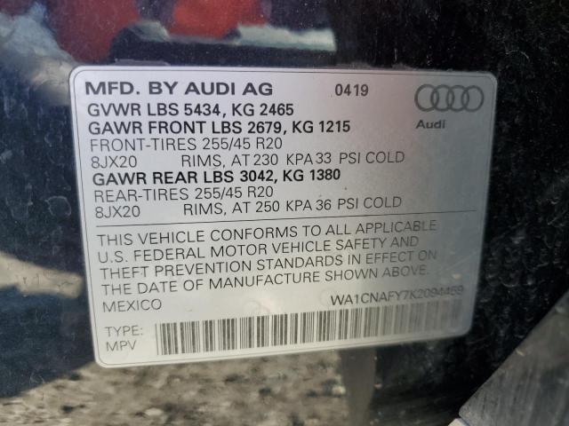 2019 AUDI Q5 PRESTIG WA1CNAFY7K2094459