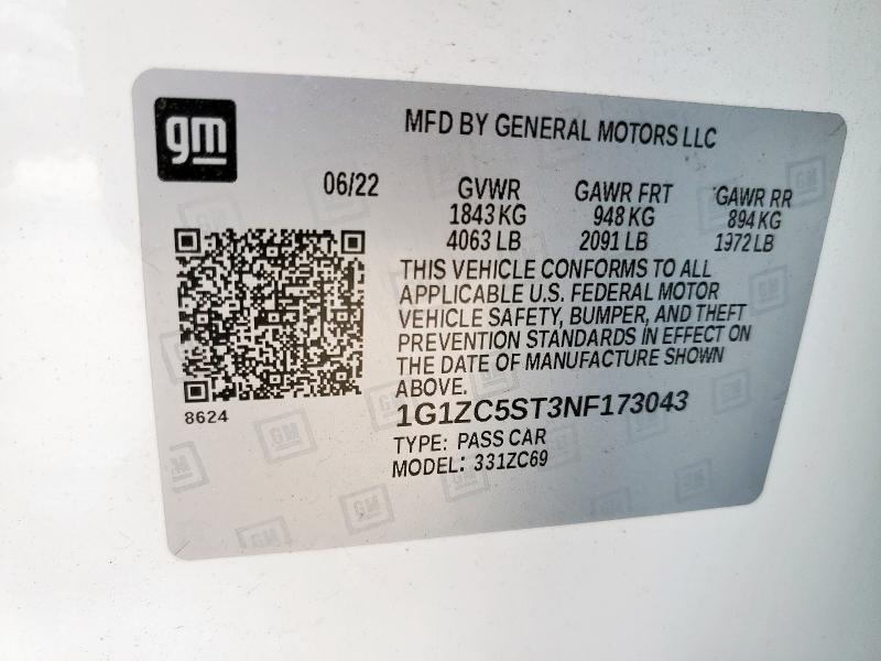 2022 CHEVROLET MALIBU LS 1G1ZC5ST3NF173043