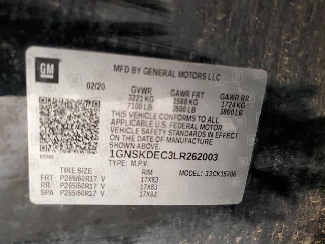 2020 CHEVROLET TAHOE POLI 1GNSKDEC3LR262003