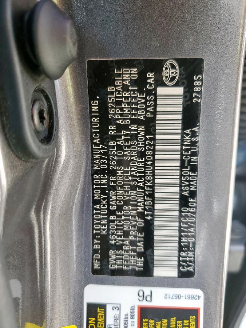 2017 TOYOTA CAMRY LE - 4T1BF1FK8HU408221