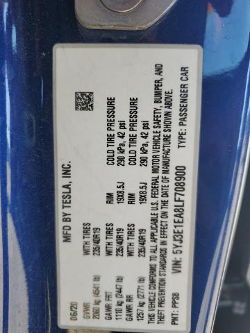 2020 TESLA MODEL 3 - 5YJ3E1EA8LF708900