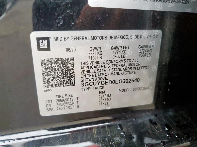 2020 CHEVROLET SILVERADO - 3GCUYGED0LG362540