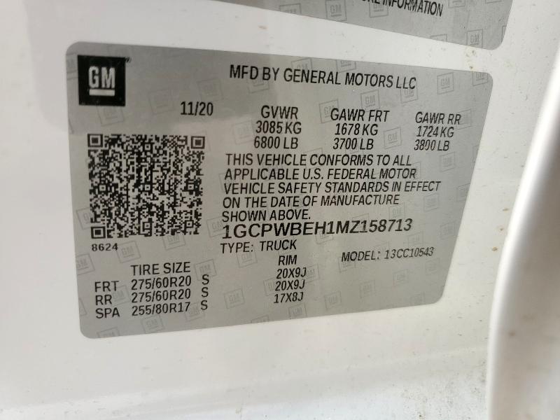 2021 CHEVROLET SILVERADO - 1GCPWBEH1MZ158713