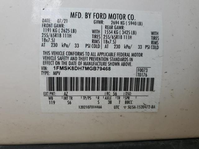 2021 FORD EXPLORER X - 1FMSK8DH7MGB79468