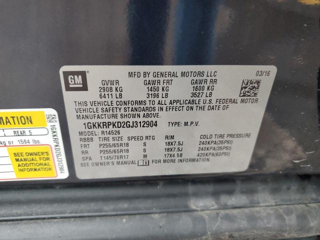 2016 GMC ACADIA SLE 1GKKRPKD2GJ312904