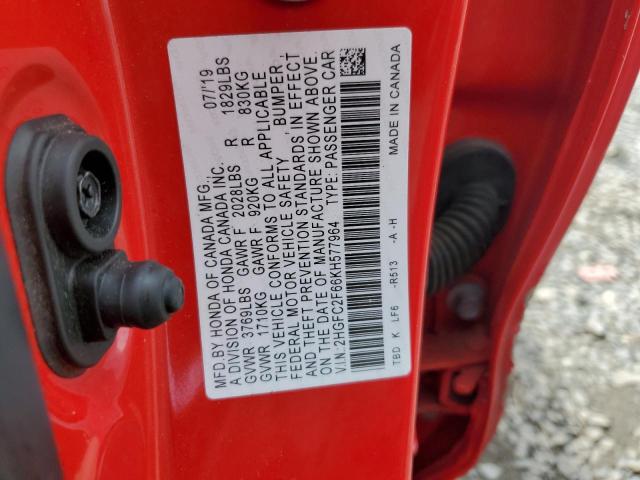 2019 HONDA CIVIC LX - 2HGFC2F66KH577964