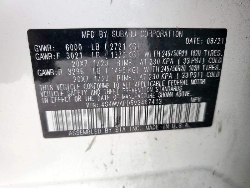 2021 SUBARU ASCENT LIM 4S4WMAPD5M3467413